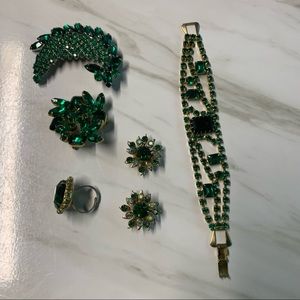 Vintage 1940s Green Costume Jewelry Set